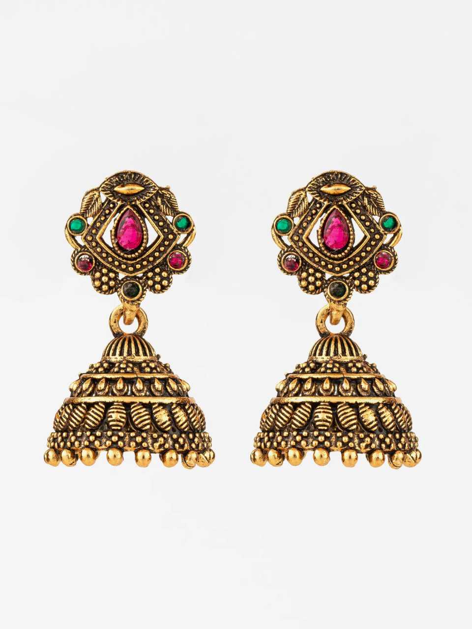 Ynf Alloy KESH105 ER4099 Womens Jewellery Wholesale Jhumka Earrings Gold Plated Jewelry Earrings With Stones Manufacturer - Jewellery Export