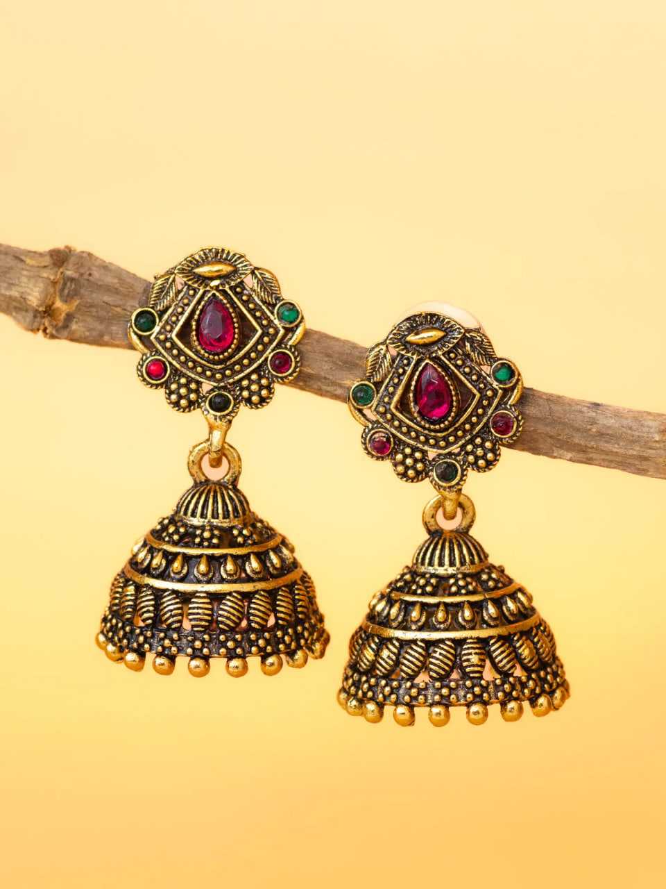 Ynf Alloy KESH105 ER4099 Womens Jewellery Wholesale Jhumka Earrings Gold Plated Jewelry Earrings With Stones Manufacturer - Jewellery Export