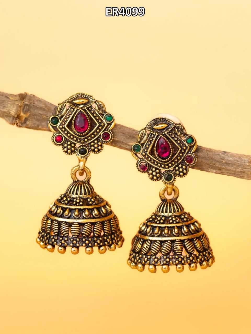 Ynf Alloy KESH105 ER4099 Womens Jewellery Wholesale Jhumka Earrings Gold Plated Jewelry Earrings With Stones Manufacturer - Jewellery Export