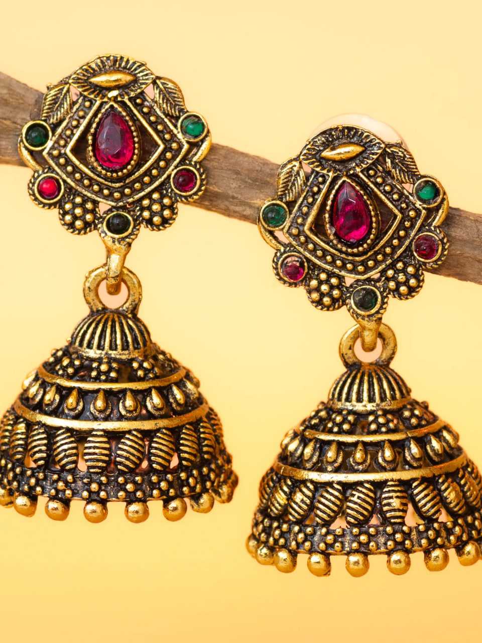 Ynf Alloy KESH105 ER4099 Womens Jewellery Wholesale Jhumka Earrings Gold Plated Jewelry Earrings With Stones Manufacturer - Jewellery Export