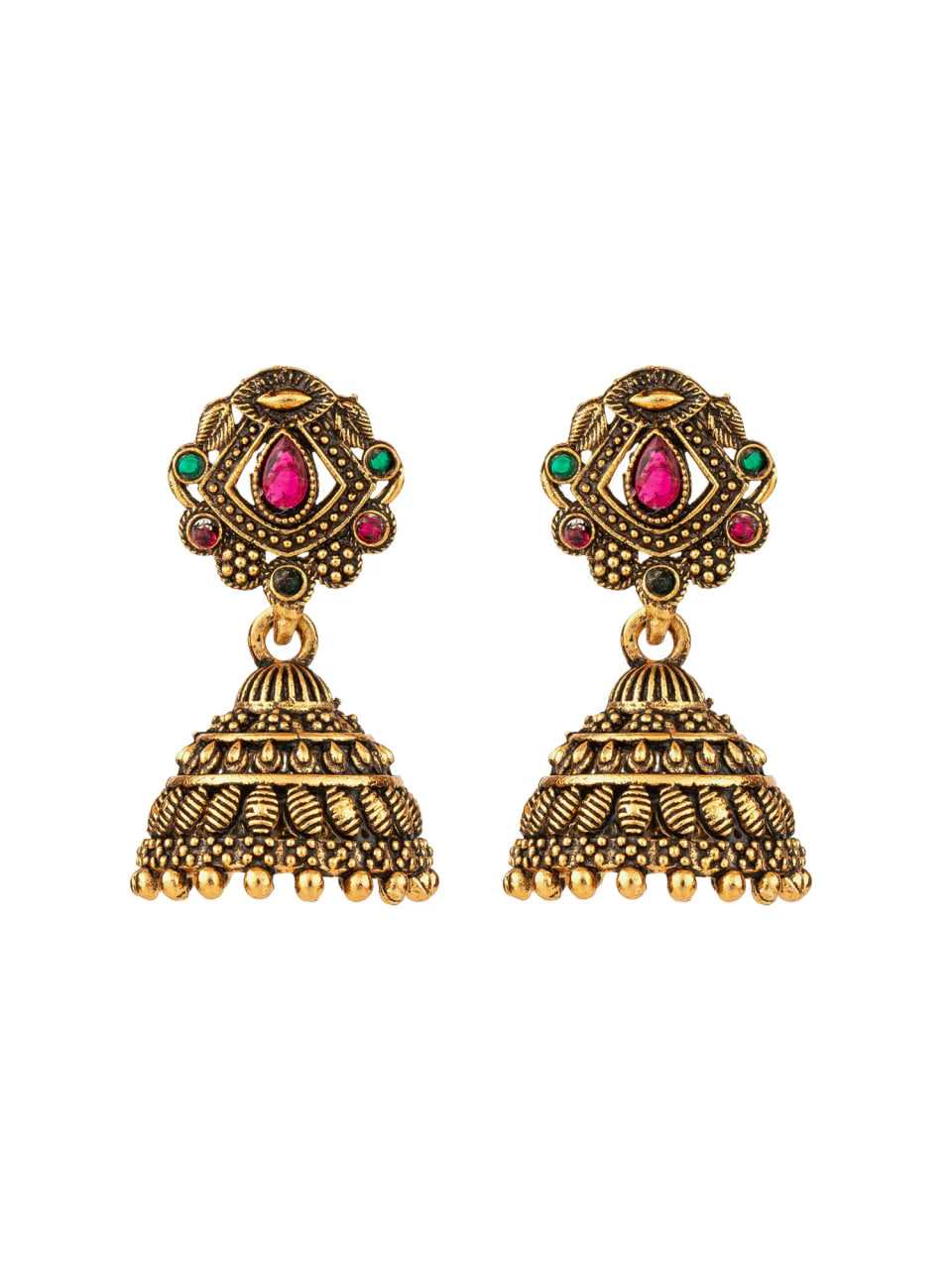Ynf Alloy KESH105 ER4099 Womens Jewellery Wholesale Jhumka Earrings Gold Plated Jewelry Earrings With Stones Manufacturer - Jewellery Export