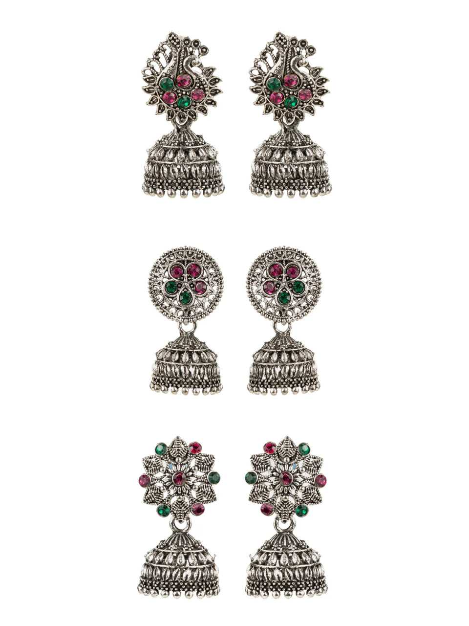 Ynf Alloy KESH105 ER4100 Womens Jewellery Wholesale Fancy Earrings Jhumka Earrings Silver Plated Jewelry Manufacturer - Jewellery Export