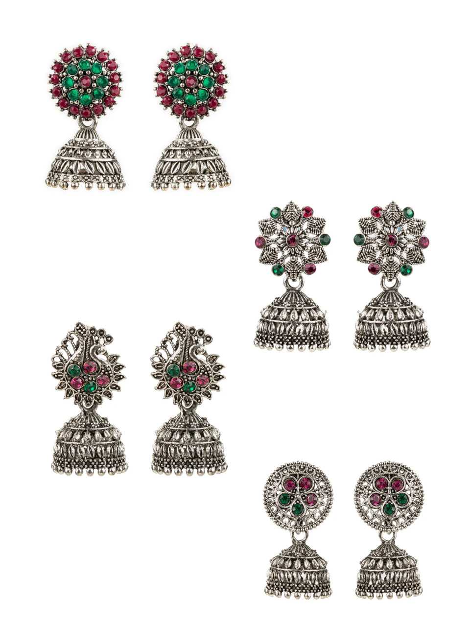 Ynf Alloy KESH105 ER4104 Womens Jewellery Wholesale Fancy Earrings Jhumka Earrings Silver Plated Jewelry Manufacturer - Jewellery Export
