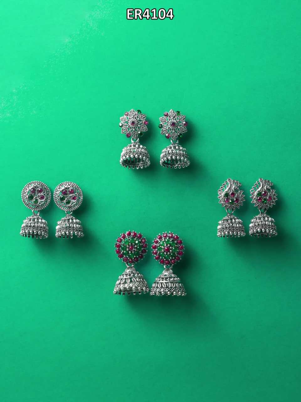 Ynf Alloy KESH105 ER4104 Womens Jewellery Wholesale Fancy Earrings Jhumka Earrings Silver Plated Jewelry Manufacturer - Jewellery Export