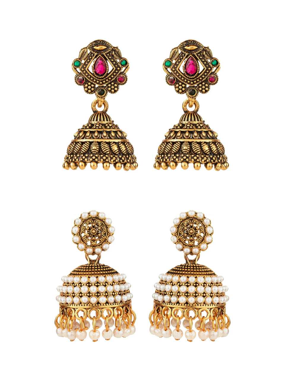 Ynf Alloy KESH105 ER4107 Womens Jewellery Wholesale Jhumka Earrings Gold Plated Jewelry Earrings With Stones Manufacturer - Jewellery Export