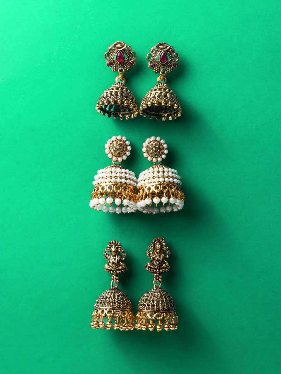 Ynf Alloy KESH105 ER4108 Womens Jewellery Wholesale Fancy Earrings Jhumka Earrings Earrings With Stones Manufacturer - Jewellery Export