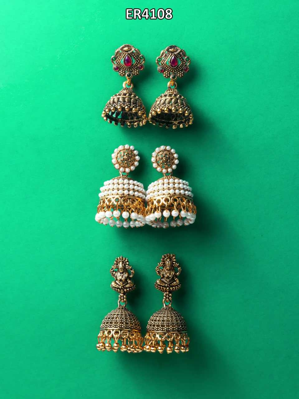 Ynf Alloy KESH105 ER4108 Womens Jewellery Wholesale Fancy Earrings Jhumka Earrings Earrings With Stones Manufacturer - Jewellery Export