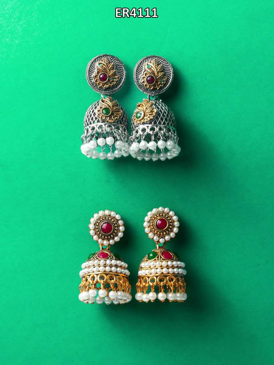 Ynf Alloy KESH105 ER4111 Womens Jewellery Wholesale Fancy Earrings Jhumka Earrings Earrings With Stones Manufacturer - Jewellery Export