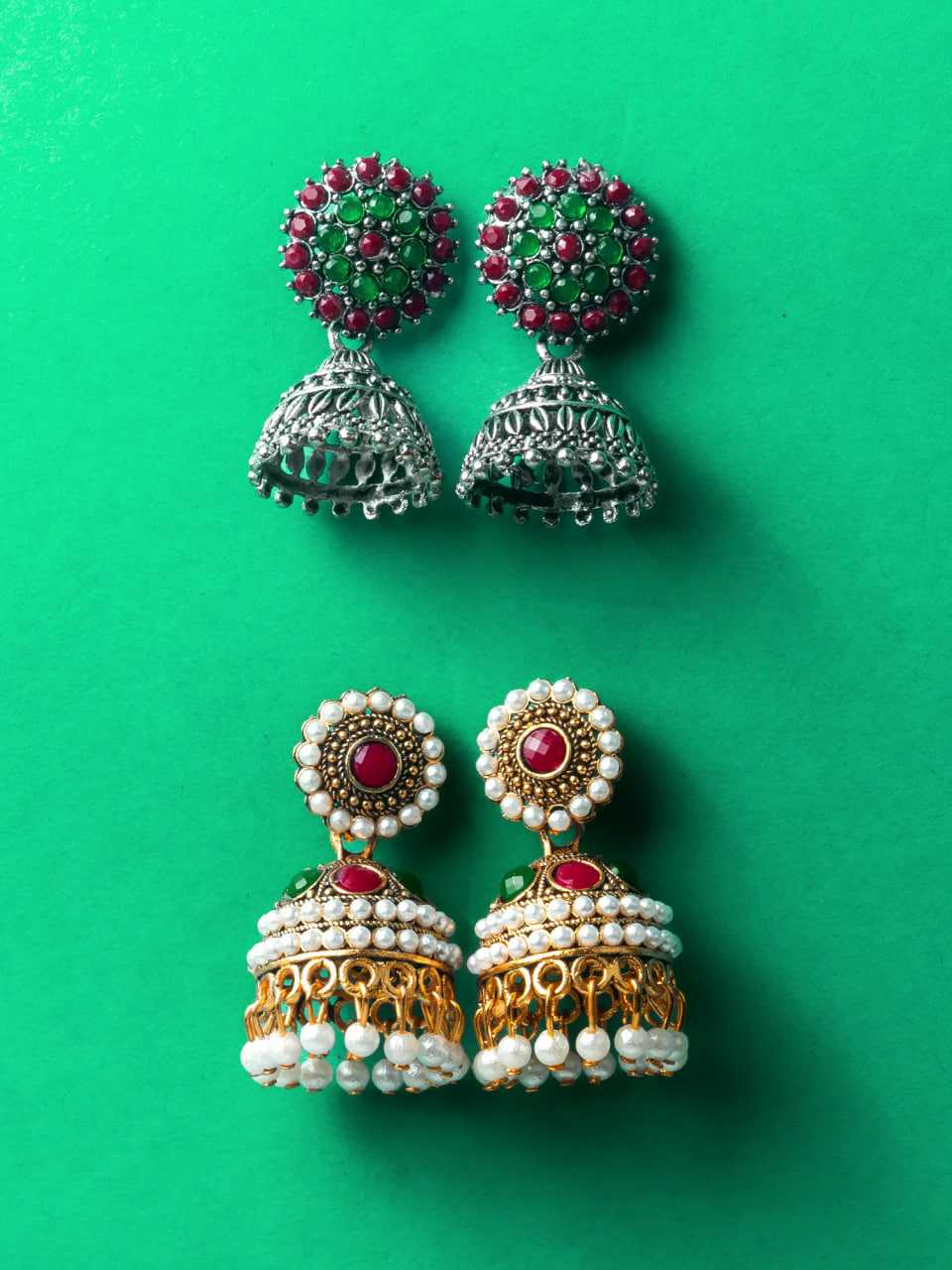Ynf Alloy KESH105 ER4112 Womens Jewellery Wholesale Fancy Earrings Jhumka Earrings Earrings With Stones Manufacturer - Jewellery Export
