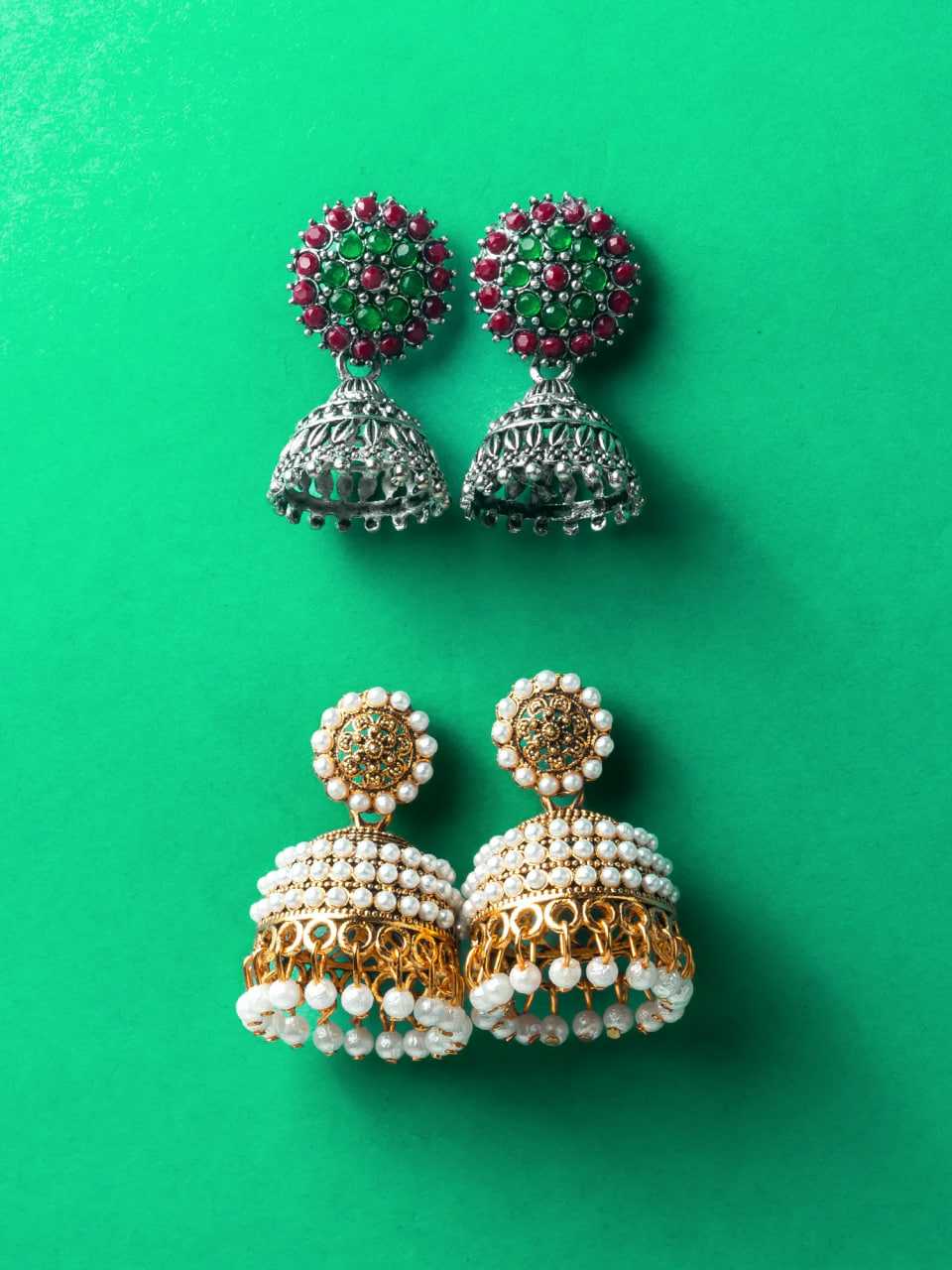 Ynf Alloy KESH105 ER4113 Womens Jewellery Wholesale Jhumka Earrings Gold Plated Jewelry Earrings With Stones Manufacturer - Jewellery Export