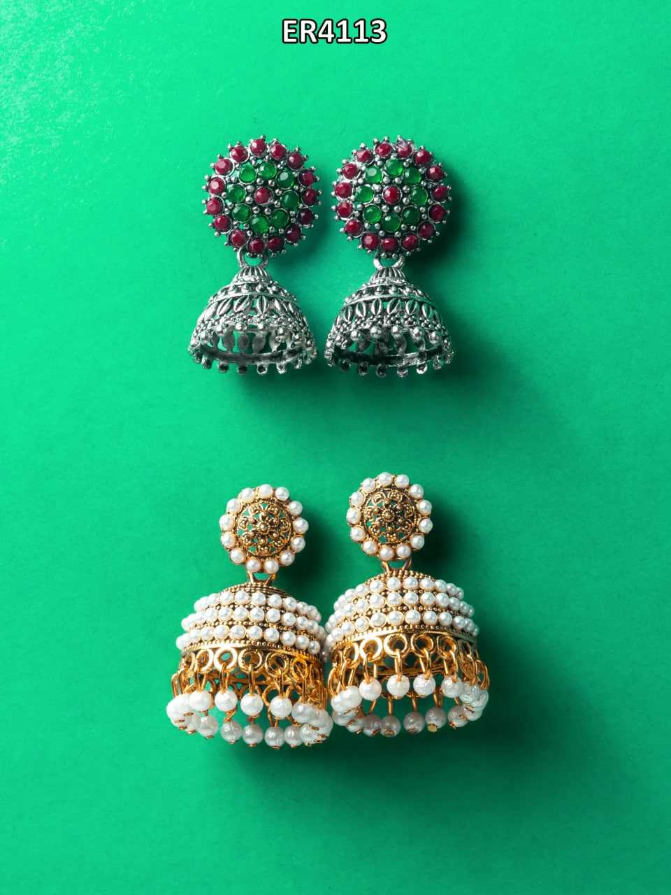 Ynf Alloy KESH105 ER4113 Womens Jewellery Wholesale Jhumka Earrings Gold Plated Jewelry Earrings With Stones Manufacturer - Jewellery Export