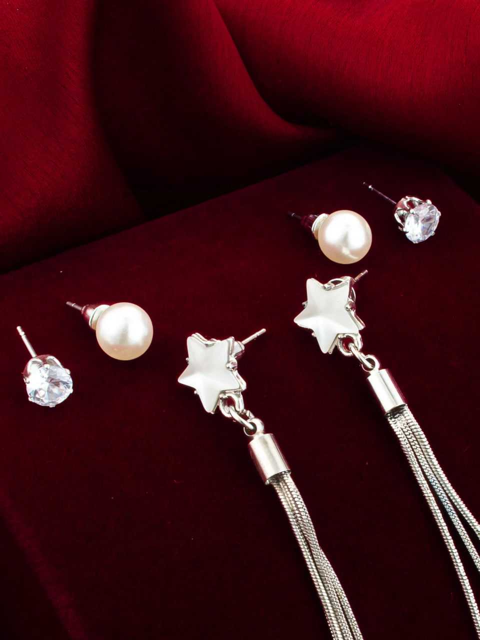 Ynf Alloy KESH105 ER4132 Womens Jewellery Wholesale Fancy Earrings Silver Plated Jewelry Party Wear Jewelry Manufacturer - Jewellery Export