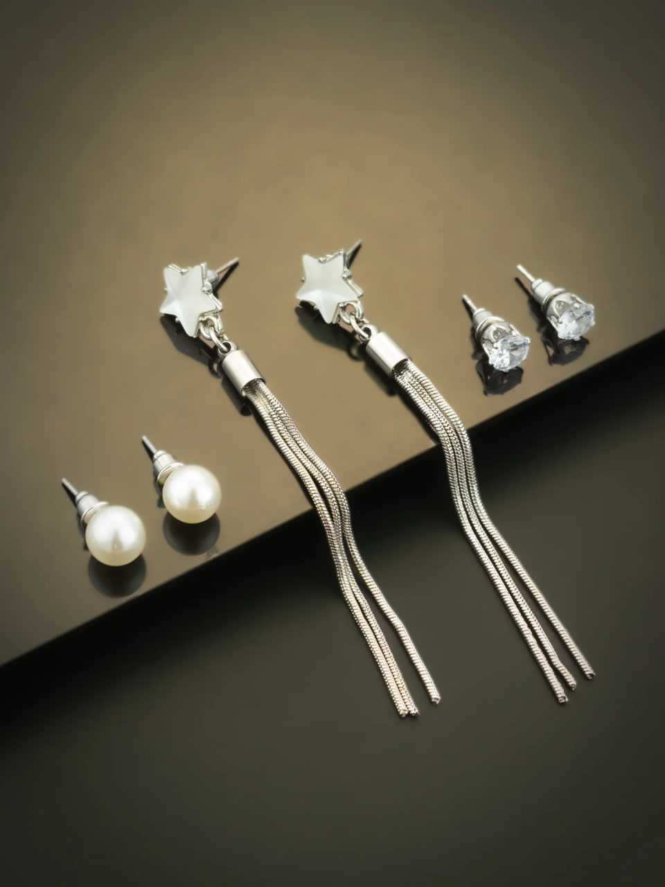 Ynf Alloy KESH105 ER4132 Womens Jewellery Wholesale Fancy Earrings Silver Plated Jewelry Party Wear Jewelry Manufacturer - Jewellery Export