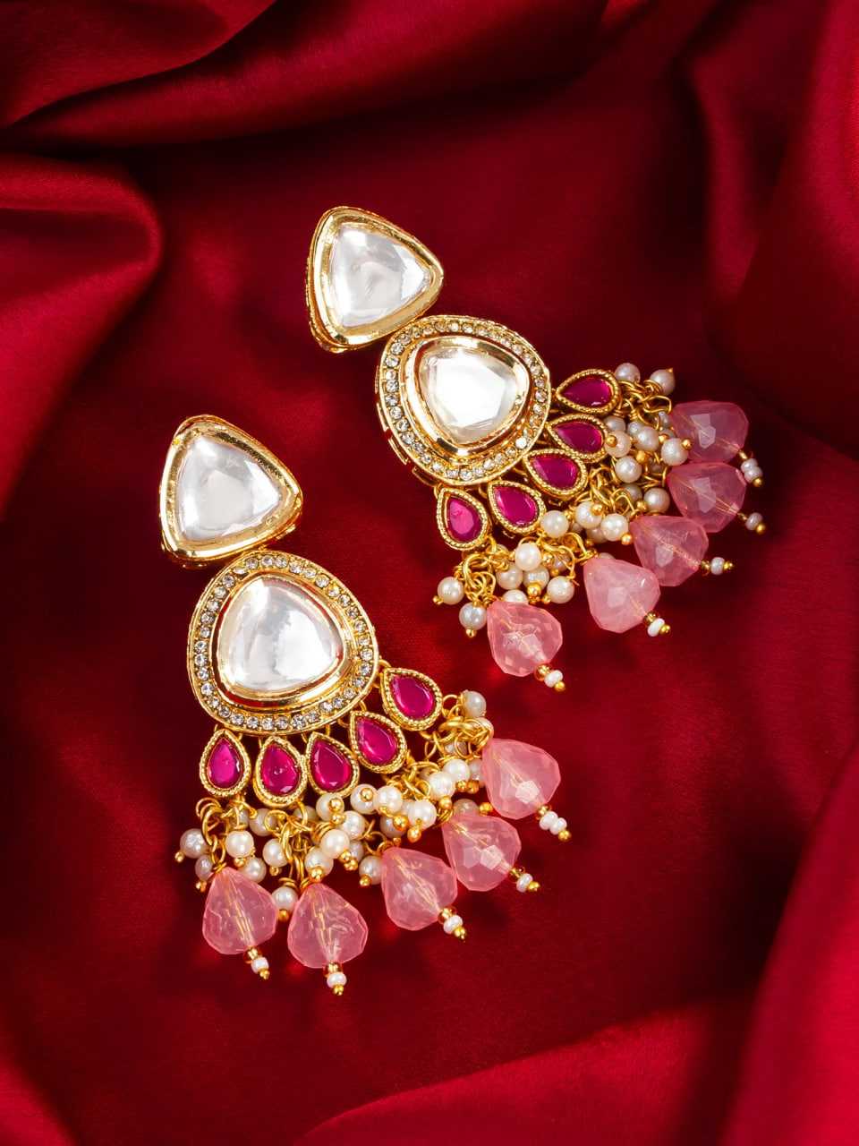 Ynf Brass KESH105 ER4121 Womens Jewellery Wholesale Fancy Earrings Kundan Earrings Earrings With Stones Manufacturer - Jewellery Export