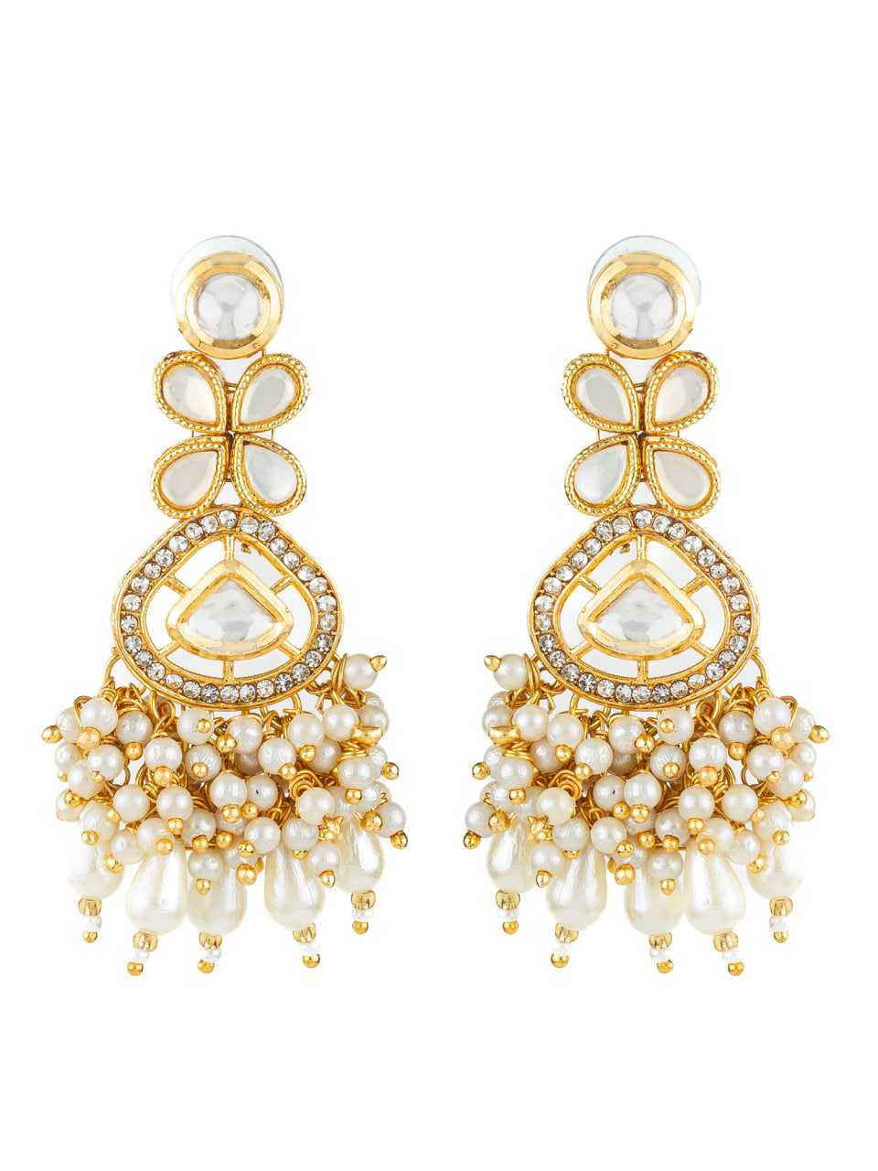 Ynf Brass KESH105 ER4122 Womens Jewellery Wholesale Fancy Earrings Kundan Earrings Gold Plated Jewelry Manufacturer - Jewellery Export