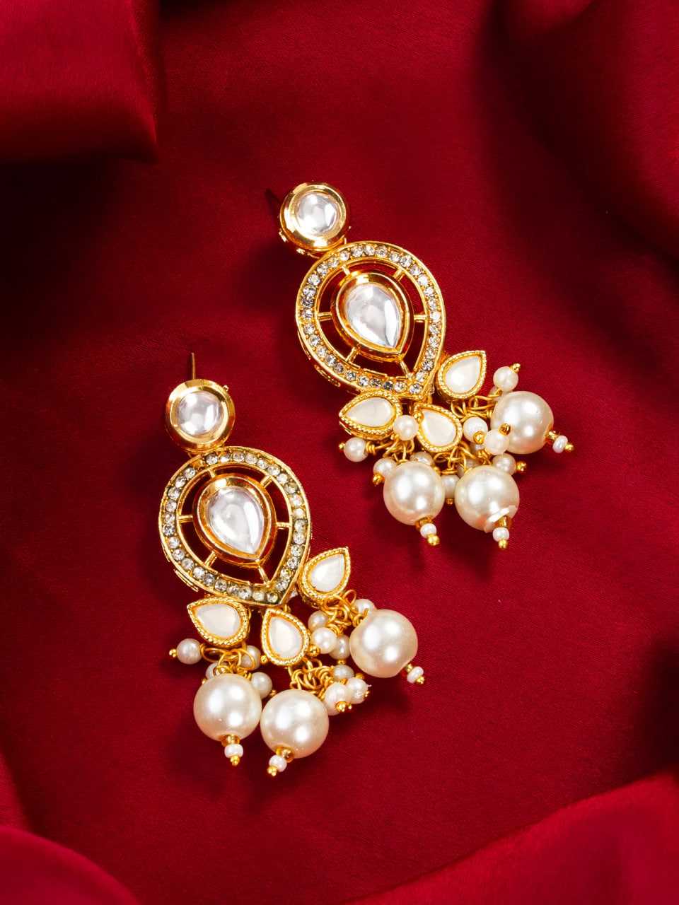 Ynf Brass KESH105 ER4123 Womens Jewellery Wholesale Fancy Earrings Kundan Earrings Gold Plated Jewelry Manufacturer - Jewellery Export