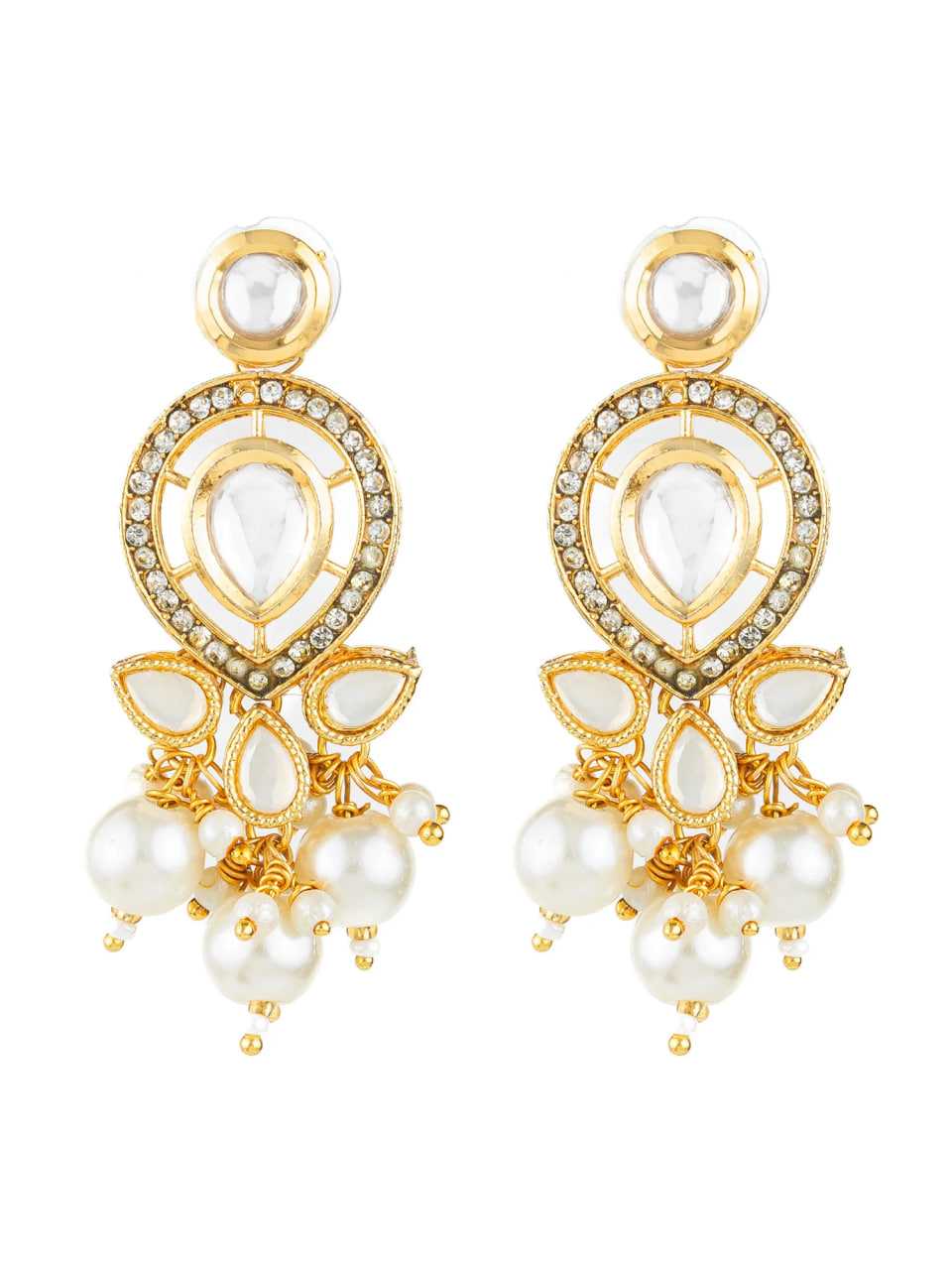Ynf Brass KESH105 ER4123 Womens Jewellery Wholesale Fancy Earrings Kundan Earrings Gold Plated Jewelry Manufacturer - Jewellery Export