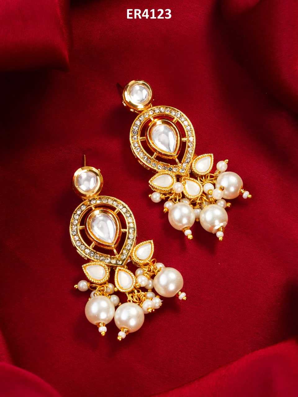Ynf Brass KESH105 ER4123 Womens Jewellery Wholesale Fancy Earrings Kundan Earrings Gold Plated Jewelry Manufacturer - Jewellery Export