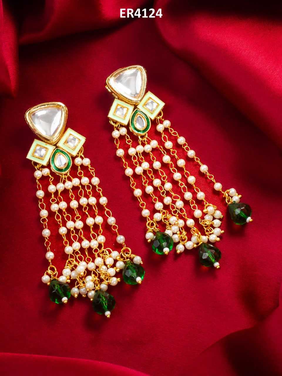 Ynf Brass KESH105 ER4124 Womens Jewellery Wholesale Fancy Earrings Kundan Earrings Gold Plated Jewelry Manufacturer - Jewellery Export
