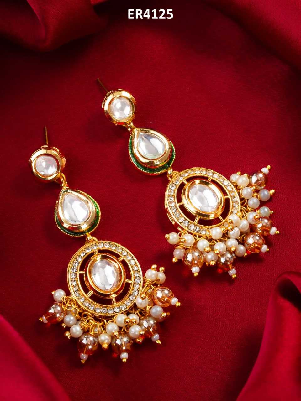 Ynf Brass KESH105 ER4125 Womens Jewellery Wholesale Fancy Earrings Kundan Earrings Gold Plated Jewelry Manufacturer - Jewellery Export