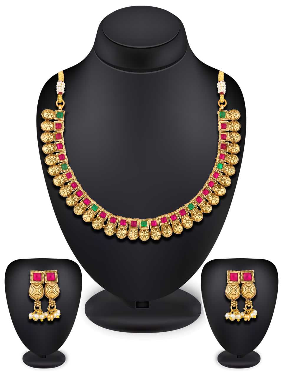 Ynf Brass KESH105 NK3953 Womens Jewellery Wholesale Necklaces Set Temple Jewelry Manufacturer - Jewellery Export