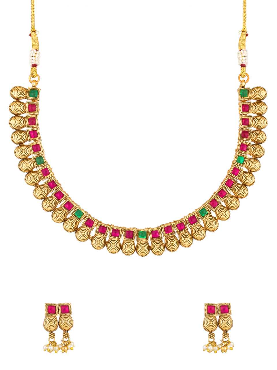 Ynf Brass KESH105 NK3953 Womens Jewellery Wholesale Necklaces Set Temple Jewelry Manufacturer - Jewellery Export