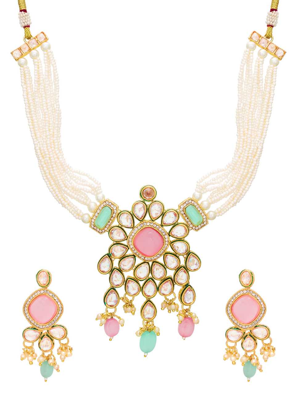 Ynf Brass KESH105 NK3969 Womens Jewellery Wholesale Long Sets Fancy Mala Necklaces Kundan Pendant Sets Manufacturer - Jewellery Export