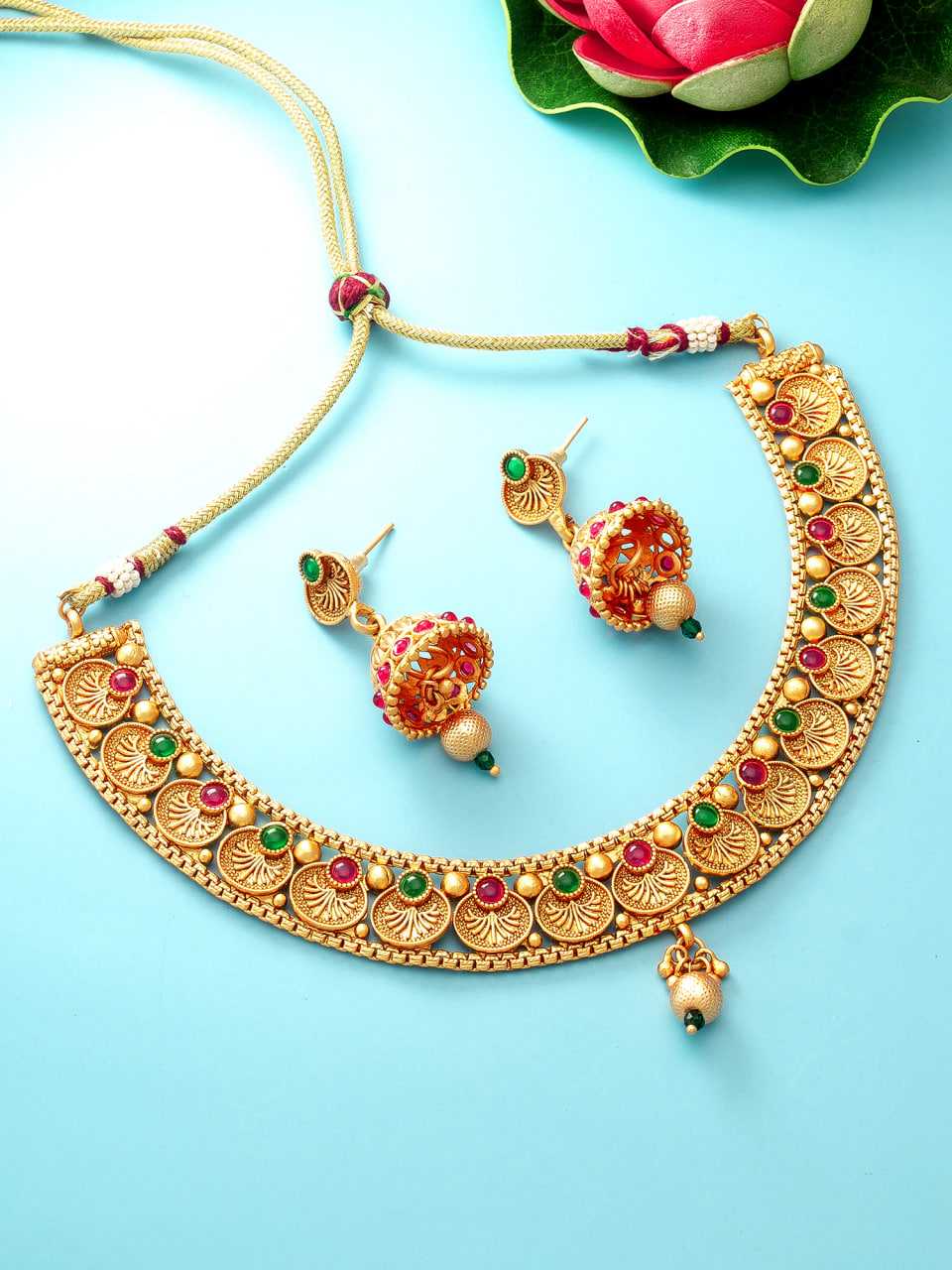 Ynf Brass KESH105 NK3972 Womens Jewellery Wholesale Necklaces Set Temple Jewelry Manufacturer - Jewellery Export