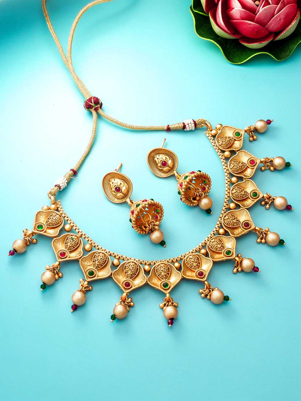 Ynf Brass KESH105 NK3975 Womens Jewellery Wholesale Necklaces Set Temple Jewelry Manufacturer - Jewellery Export