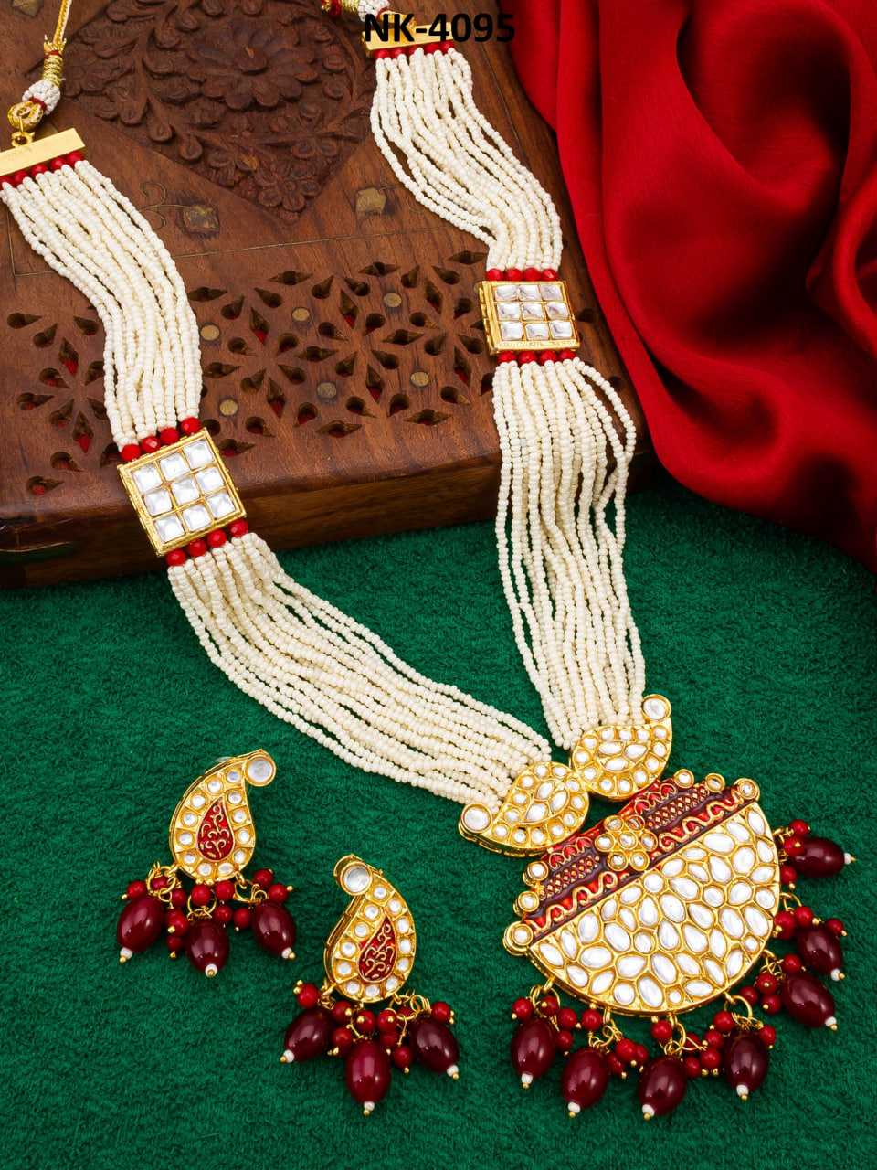 Ynf Brass KESH105 NK4095 Womens Jewellery Wholesale Long Sets Fancy Mala Necklaces Kundan Pendant Sets Manufacturer - Jewellery Export