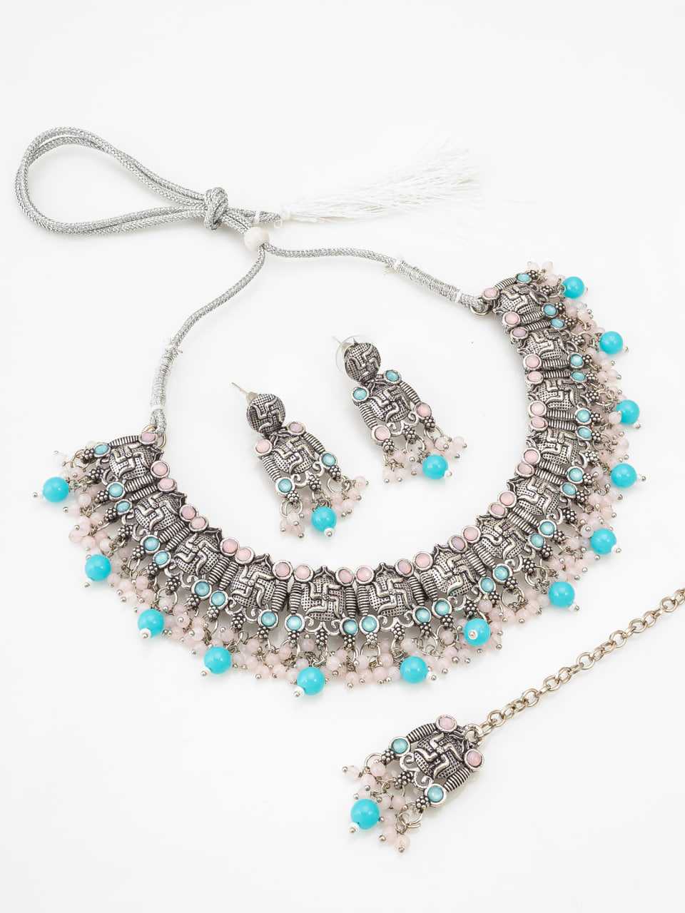 Ynf Brass KESH105 NK4098 Womens Jewellery Wholesale Oxidized Jewellery Set Manufacturer - Jewellery Export