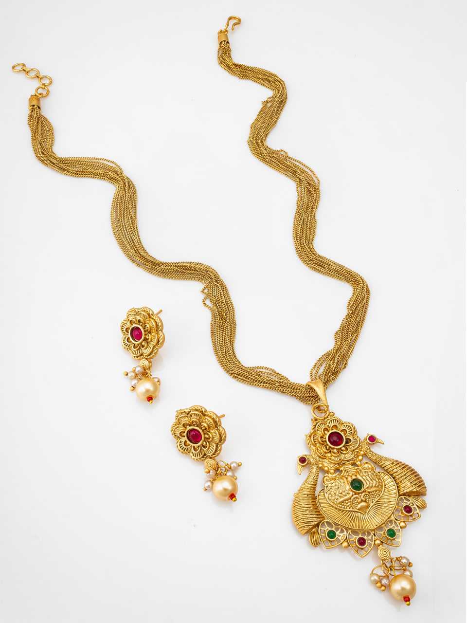 Ynf Brass KESH105 NK4201 Womens Jewellery Wholesale Long Sets Golden Necklace Set Manufacturer - Jewellery Export