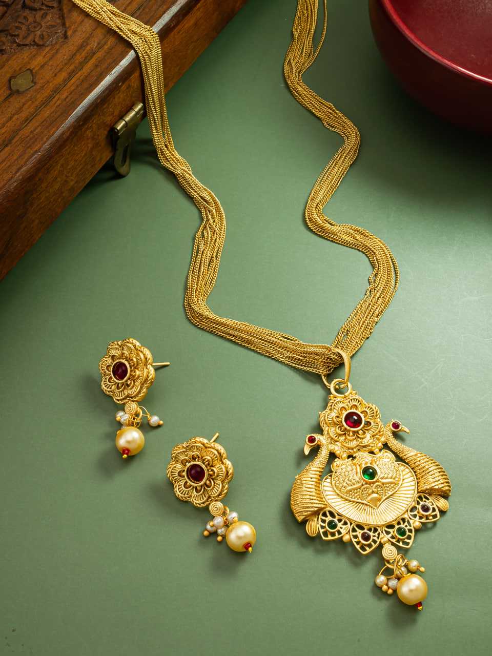 Ynf Brass KESH105 NK4201 Womens Jewellery Wholesale Long Sets Golden Necklace Set Manufacturer - Jewellery Export