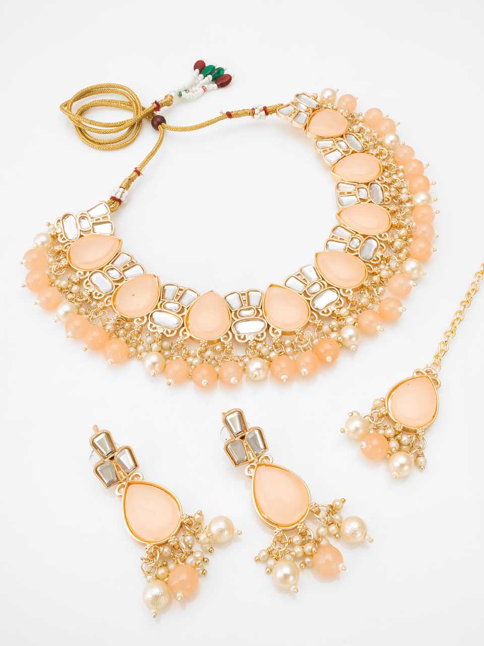 Ynf Brass KESH105 NK4233 Womens Jewellery Wholesale Kundan Necklace Set Artificial Necklace Sets Stone Studded Jewelry Manufacturer - Jewellery Export