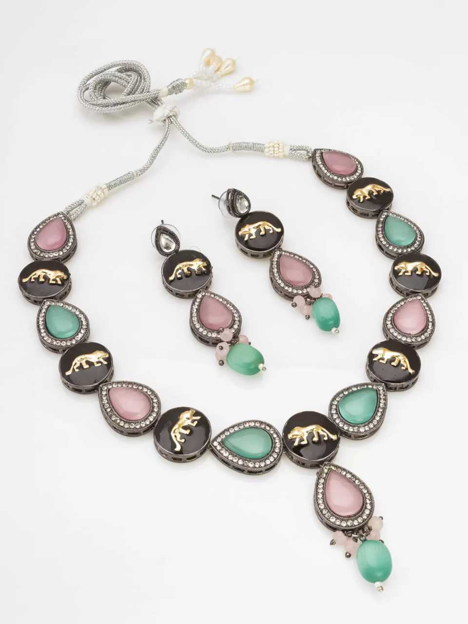 Ynf Brass KESH105 NK4264 Womens Jewellery Wholesale Kundan Necklace Set Oxidized Jewellery Set Manufacturer - Jewellery Export