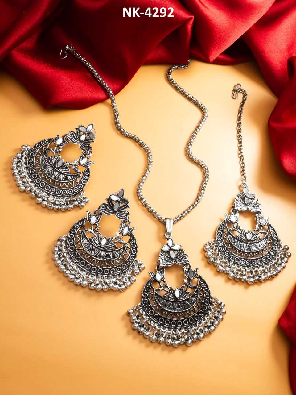 Ynf Brass KESH105 NK4294 Womens Jewellery Wholesale Oxidized Jewellery Set Manufacturer - Jewellery Export