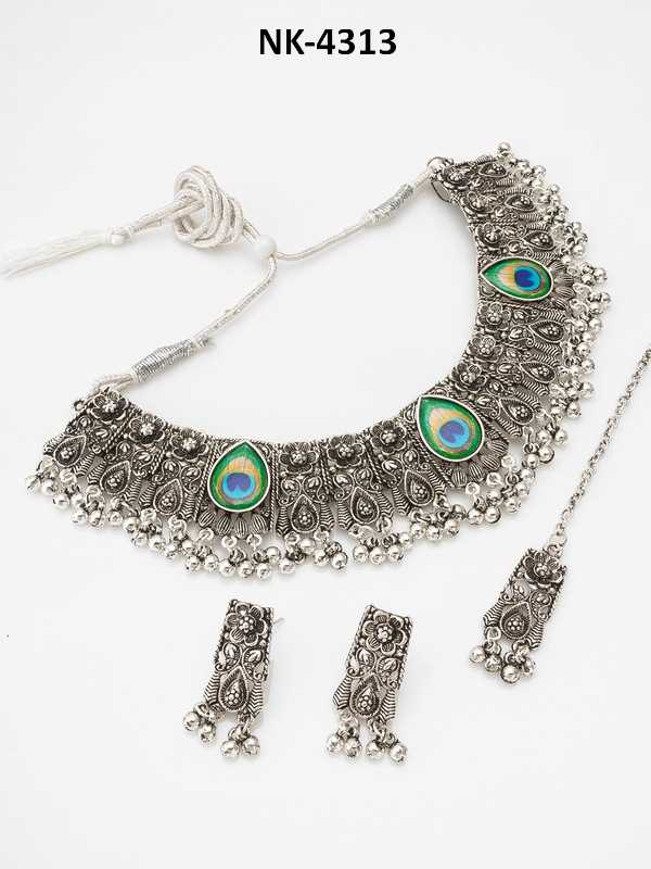 Ynf Brass KESH105 NK4313 Womens Jewellery Wholesale Oxidized Jewellery Set Manufacturer - Jewellery Export
