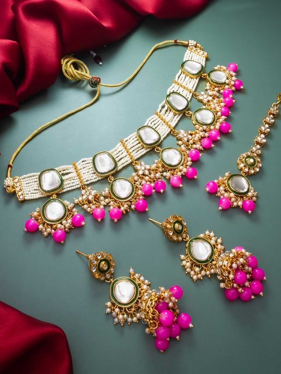 Ynf Brass KESH105 NK4361 Womens Jewellery Wholesale Kundan Necklace Set Necklaces Set Artificial Necklace Sets Manufacturer - Jewellery Export