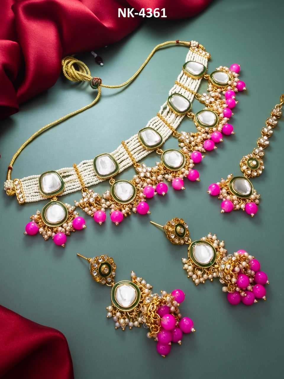 Ynf Brass KESH105 NK4361 Womens Jewellery Wholesale Kundan Necklace Set Necklaces Set Artificial Necklace Sets Manufacturer - Jewellery Export