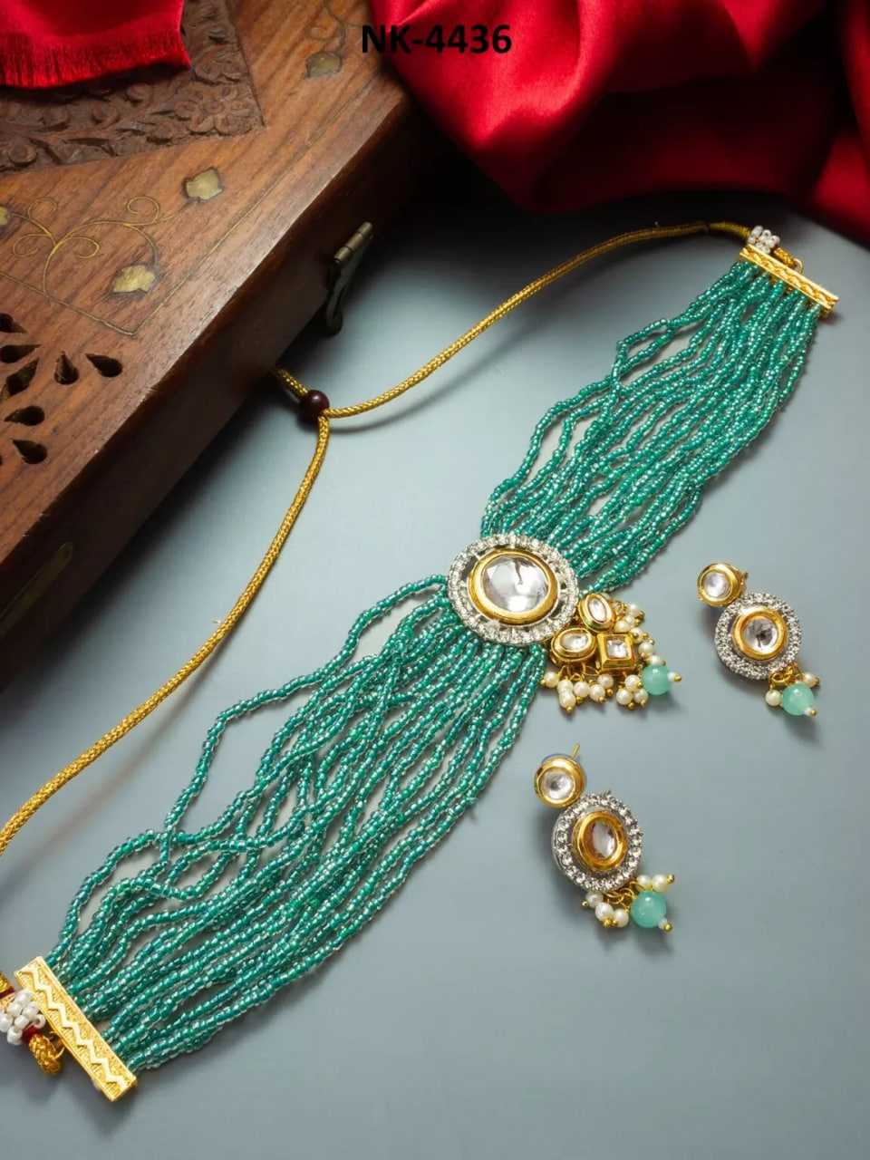 Ynf Brass KESH105 NK4436 Womens Jewellery Wholesale Choker Necklaces Fancy Mala Necklaces Kundan Pendant Sets Manufacturer - Jewellery Export