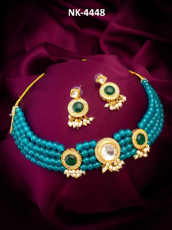 Ynf Brass KESH105 NK4448 Womens Jewellery Wholesale Choker Necklaces Kundan Pendant Sets Manufacturer - Jewellery Export