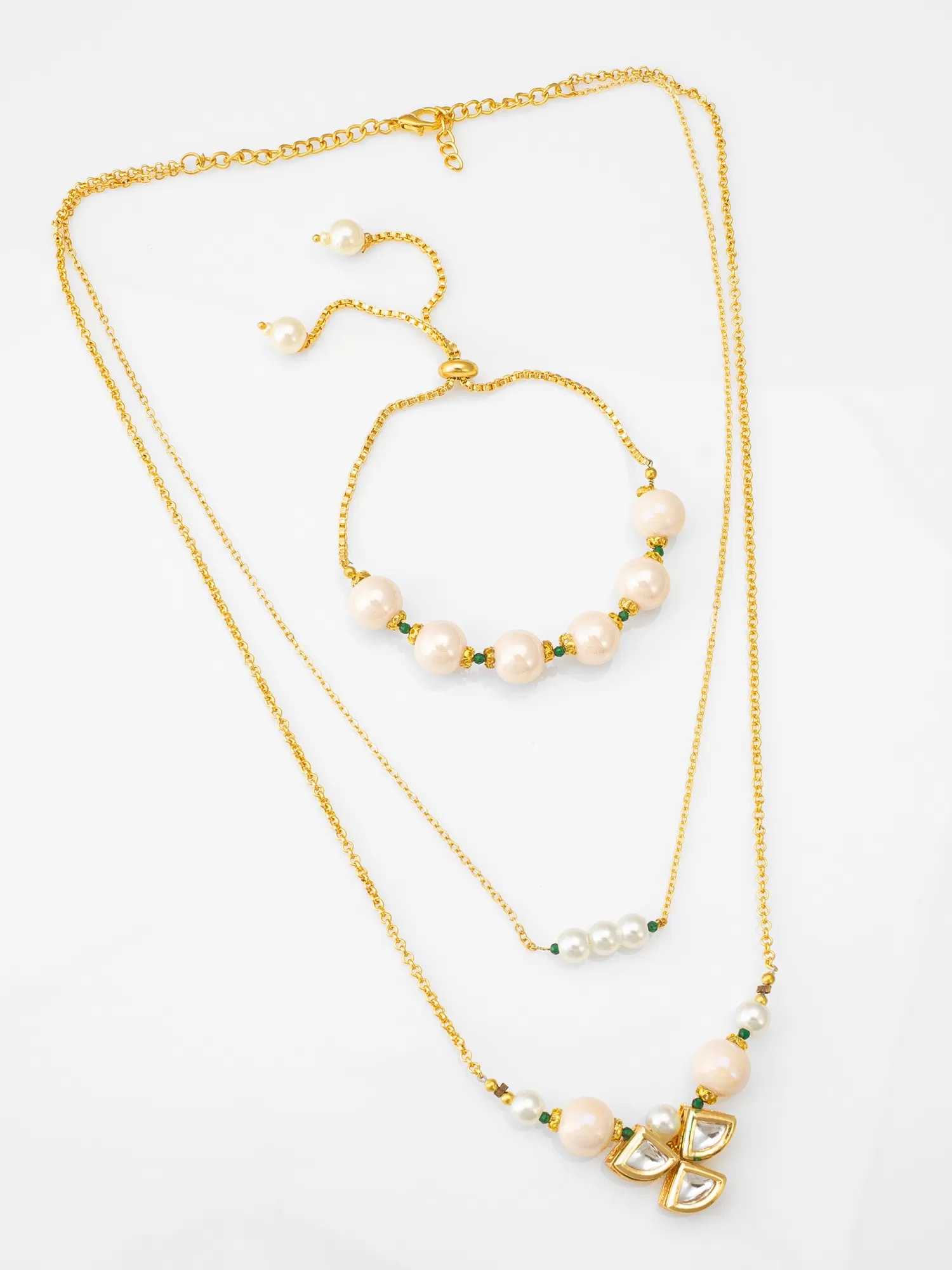 Ynf Brass KESH105 NK4473 Womens Jewellery Wholesale Necklaces Set Golden Bracelet Manufacturer - Jewellery Export