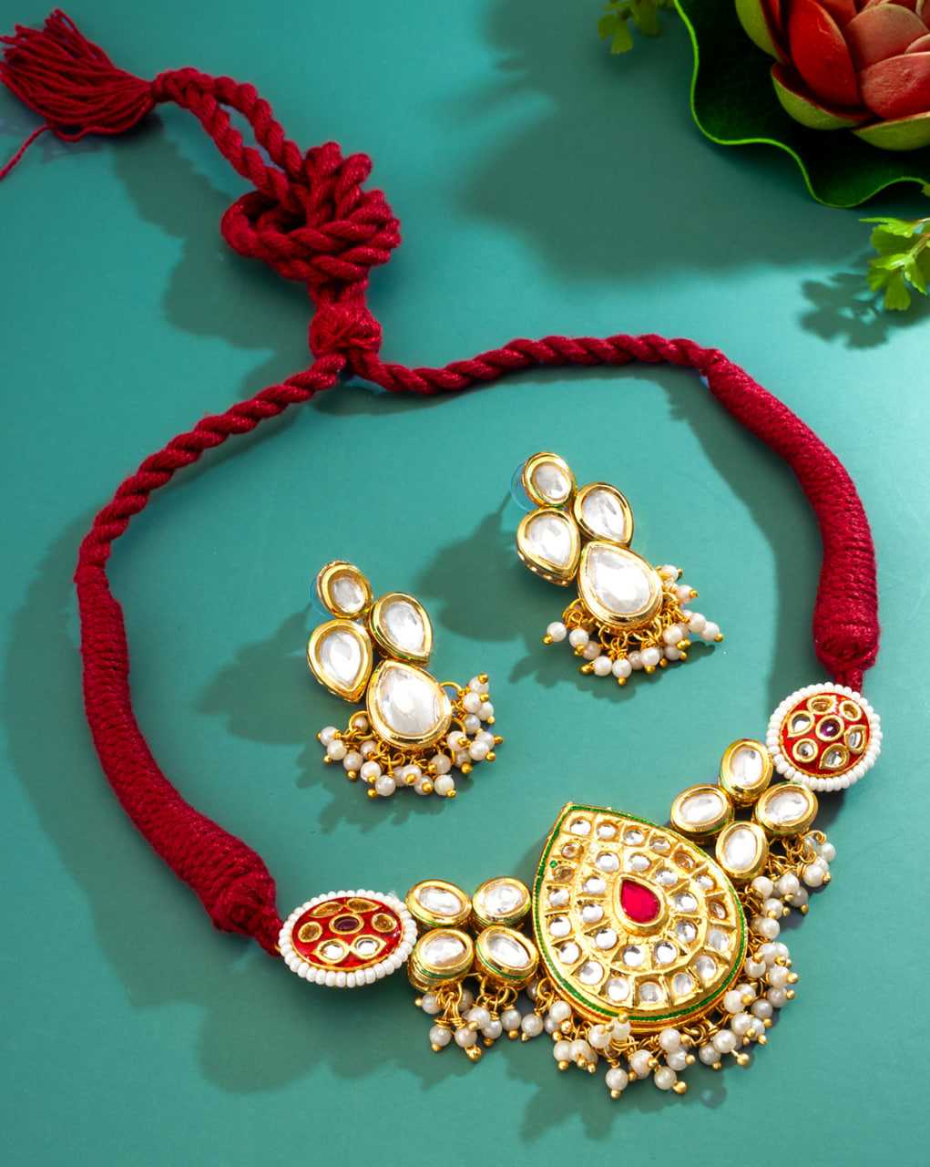 Ynf Brass KESH105 NK4502 Womens Jewellery Wholesale Kundan Necklace Set Necklaces Set Artificial Necklaces Manufacturer - Jewellery Export