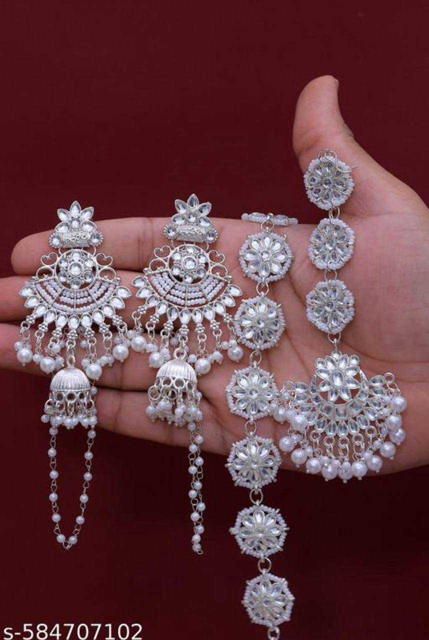 Ynf Brass Womens Jewellery Wholesale Maang Tikka Fancy Earrings Manufacturer - Jewellery Export