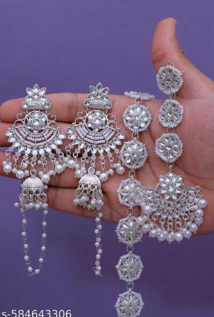 Ynf Brass Womens Jewellery Wholesale Maang Tikka Fancy Earrings Manufacturer - Jewellery Export