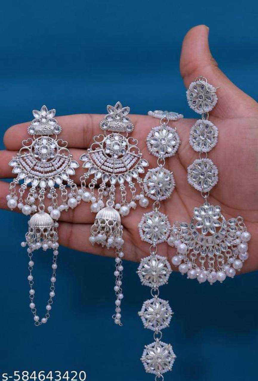 Ynf Brass Womens Jewellery Wholesale Maang Tikka Fancy Earrings Manufacturer - Jewellery Export