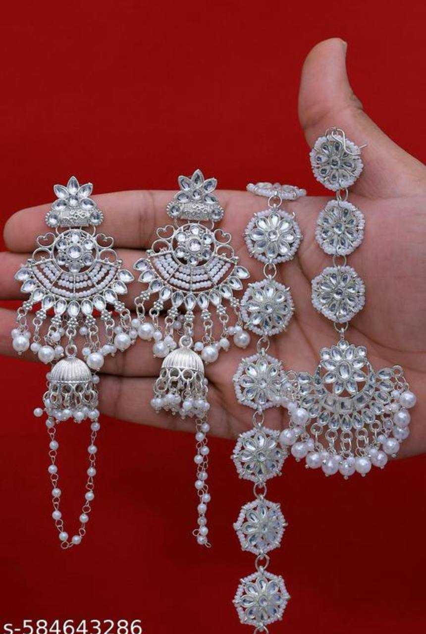 Ynf Brass Womens Jewellery Wholesale Maang Tikka Fancy Earrings Manufacturer - Jewellery Export