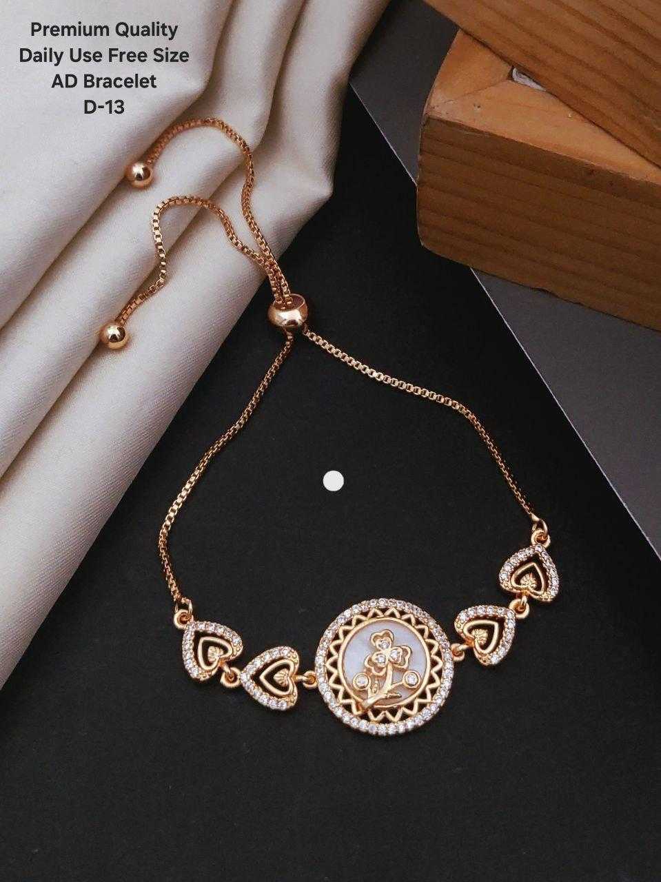 Ynf Fancy Womens Jewellery Wholesale AD Diamond Bracelet Golden Bracelet Gold Plated Jewelry Manufacturer - Jewellery Export