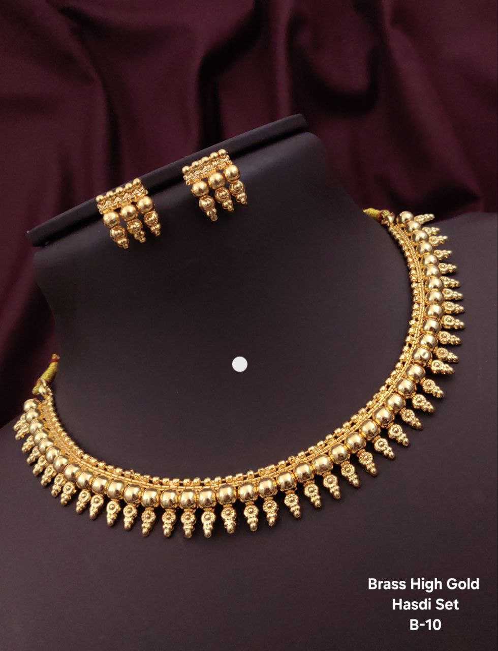 Ynf Brass KESH193 Womens Jewellery Wholesale Choker Necklaces Necklaces Set Golden Necklace Set Manufacturer - Jewellery Export