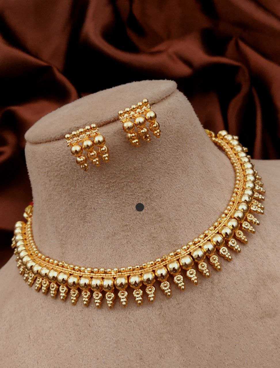 Ynf Brass KESH193 Womens Jewellery Wholesale Choker Necklaces Necklaces Set Golden Necklace Set Manufacturer - Jewellery Export